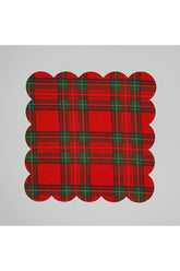 Red and Green Plaid Digitally Printed Laser Cut Cocktail Napkin